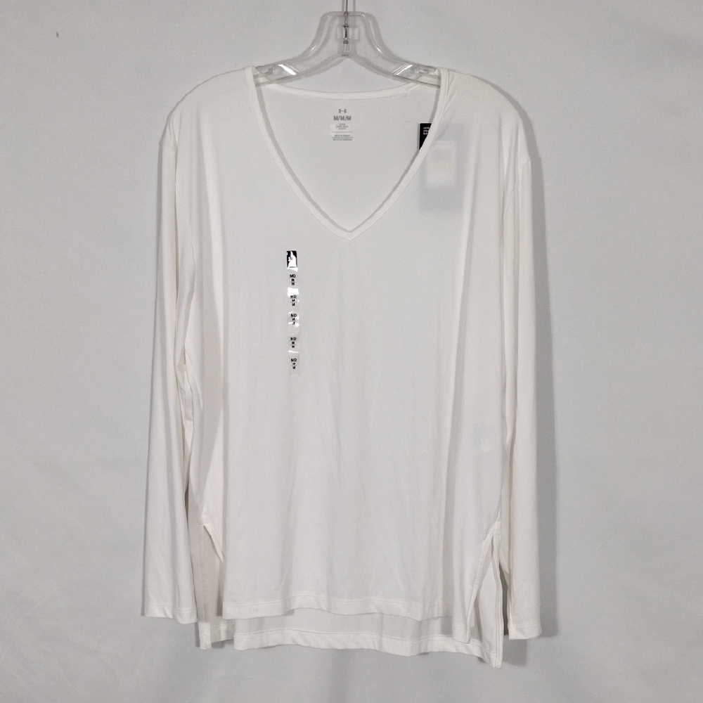 NWT Under Armour Meridian Long Sleeve Longline White Loose Fit Women Top Sz Med
